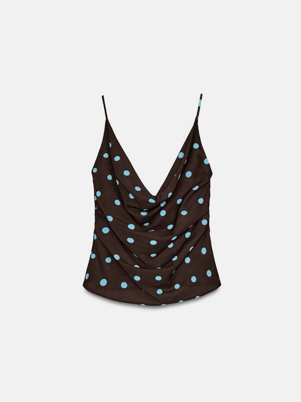 Zara Black Cowl Neck Camisole with Light Blue Polka Dots
